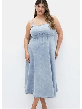NWT City Chic Women's Plus Size Dress - Denim Corset, 14 PLUS